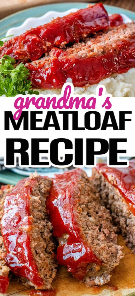 Slices of meatloaf with a ketchup topping on a plate with mashed potatoes. Meatloaf Recipes Classic, Cheap Meatloaf Recipes, Meatlofe Recipe, Meatloaf Recipes With Corn Flakes, Easy Delicious Meatloaf Recipes, Simple Easy Meatloaf, Homestyle Meatloaf Recipes, Meatloaf Recipes 1 Pound, Meet Loaf Recipe Easy