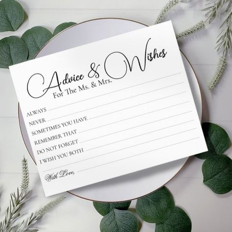 Minimal Simple Wedding Advice Wishes Cards Wedding Advice Cards, Advice Cards, Kids Nursery Decor, Wedding Advice, Free Birthday Invitation Templates, Kids Stationery, Free Birthday Invitations, Simple Wedding, Free Birthday Stuff