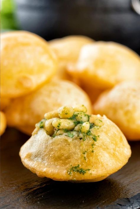 BEST HOMEMADE PANI PURI / GOLGAPPA Pain Puri Recipe, Pani Puri Filling Recipe, Golgappa Photography, Pan Puri, October Meals, Air Fryer Recipes Chicken Wings, Pani Puri Recipe, Indian Vegan, Puri Recipes