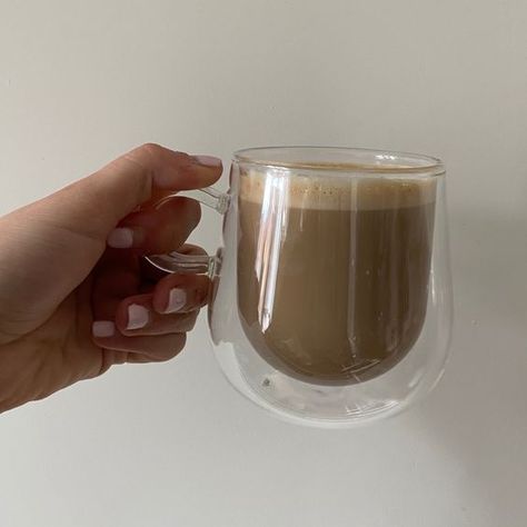 Painted Nails Aesthetic, Coffee Aesthetics, Glass Cup Set, Cafe Cup, Coffee Glasses, Instagram Coffee, Double Wall Glass, Glass Tea Cups, Tea Glasses