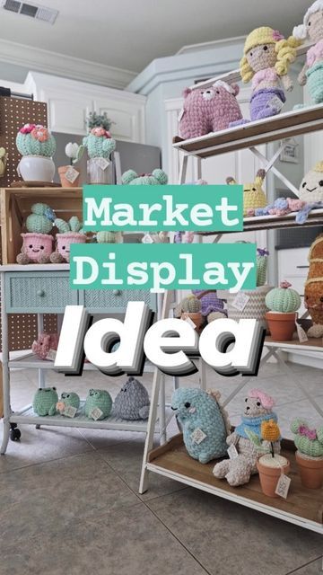 Display Crochet Items Craft Fairs, Amigurumi Display Ideas, Craft Show Booth Display Ideas Crochet, How To Display Crochet Items Craft Fairs, Crochet Market Display Ideas, Crochet Booth Set Up, Crochet Market Stall Display Ideas, Crochet Vendor Display Ideas, Crochet Market Setup Ideas