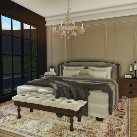 Luxurious Bedroom✨🕯️ Credit decals: @egwynox @lunarzia DM me for a build! I accept paypal🫧 #bloxburg #bloxburghouse #bloxburgbuilds #bloxburghouses #bloxburginterior #bloxburgideas #bloxburgbedroom #bloxburgupdate #bloxburgupdates #bloxburgfree #bloxburghome #bloxburghousebuild #bloxburghouseideas #bloxburgspeedbuild #bloxburgcommunity #bloxburgcommissions #bloxburgbuilder Bloxburg Royal Bedroom Ideas, Realistic Bloxburg House Interior Bedroom, Bloxburg High Ceiling Living Room Ideas, Luxury Bedroom Bloxburg, Bloxburg House Lunarzia, Clean Bloxburg House, Bloxburg Mediterranean Bedroom, Circle Bed Bloxburg, Cute Master Bedrooms In Bloxburg