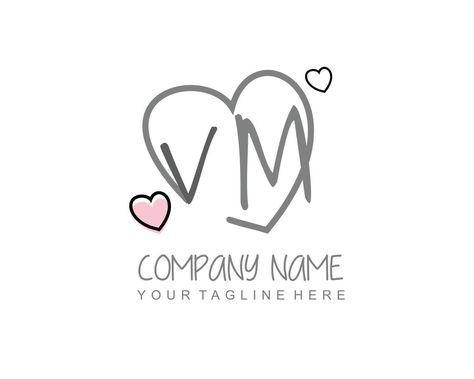 Initial VM with heart love logo template vector M V Logo, V M, Love Logo, Letter V, Heart Love, Twin Flame, Logo Templates, Vector Art, Initials