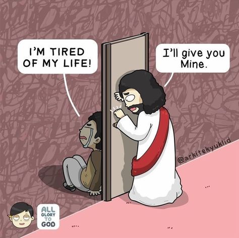 Christian Comics Funny, Christian Cartoons Funny, Inspirational Comics, Jesus Tiktok, Christian Comics, Christian Cartoons, Christian Quotes Wallpaper, Christian Jokes, Bible Humor