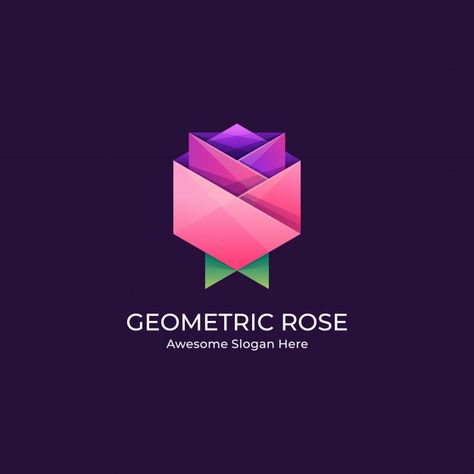 Geometric Flowers Design, Flower Geometric Illustration, Minimal Logo Branding, Origami Logo, Logo Rose, Abstract Rose, Rose Logo, Star Logo Design, Flower Geometric