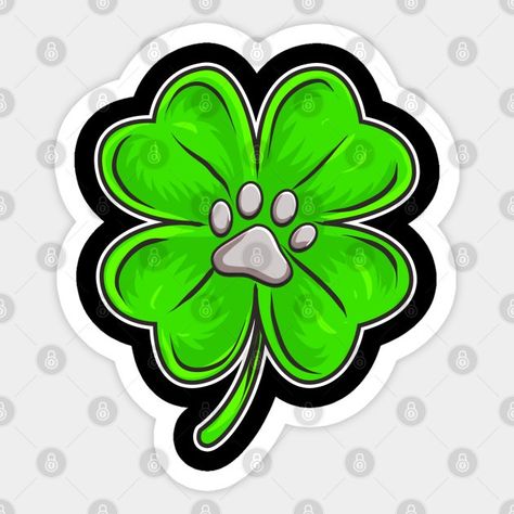 Four Leaf Clover Dog Paw Tattoo, Dog Paw Tattoo, Puppy Paw Prints, Clover Tattoos, Irish Clover, Paw Tattoo, Mom Tattoos, Four Leaf Clover, Dog Paws