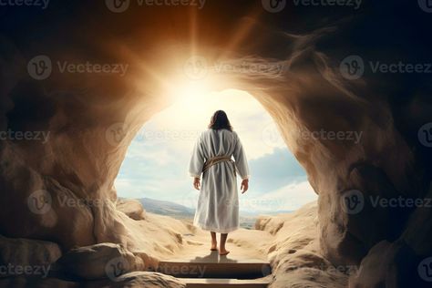 Resurrection Of Jesus at empty tomb during sunrise Empty Tomb Tattoo, Tomb Tattoo, The Resurrection Of Jesus, Empty Tomb, Resurrection Of Jesus, Jesus Christ Art, The Resurrection, Jesus Resurrection, Tree Saw