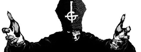 skelepope Horror Ghost Images, Spiderman Upside Down, Band Banners, Ghost Images, Cross Wallpaper, Ghost Band, Band Ghost, Ghost And Ghouls, Band Wallpapers