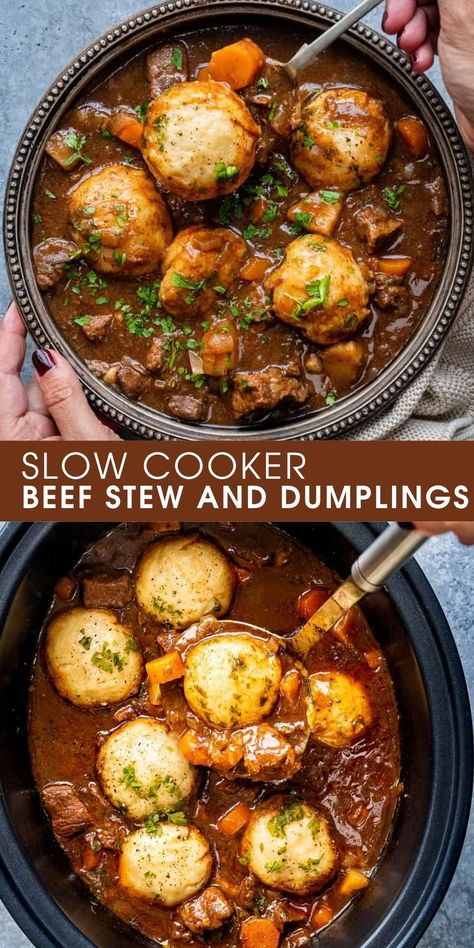 Beef Stew And Dumplings, Beef Stew With Dumplings, Stew And Dumplings, Resep Smoothie, Slow Cooker Beef Stew, Crockpot Recipes Beef, Crockpot Beef, Beef Stew Recipe, Beef Recipes Easy