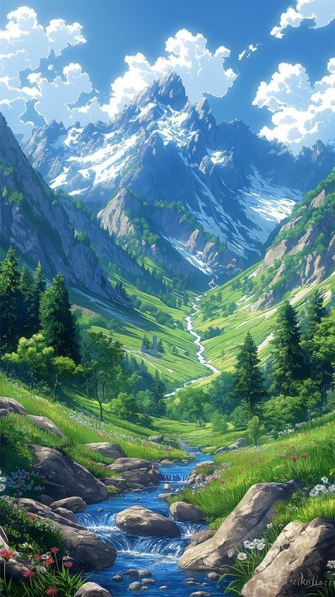 Anime Landscape, Dreamy Artwork, Dreamy Landscapes, Landscape Art Painting, Pretty Landscapes, Cool Wallpapers Art, Fantasy Art Landscapes, Landscape Illustration, Arte Fantasy