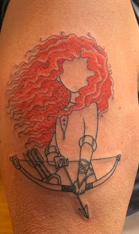 Disney Tattoos, Merida Brave Tattoo Ideas, Merida Tattoo, Rapunzel Tattoo, Be Brave Tattoo, Merida Brave, Amazing Tattoos, Fine Line Tattoos, Line Tattoos