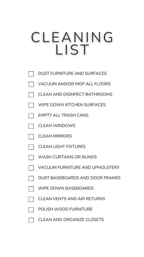 Cleaning Checklist - Etsy Deep Cleaning Lists, Motivation Cleaning, Deep Cleaning House Checklist, Clean Room Checklist, Room Cleaning Tips, Cleaning Baseboards, Room Checklist, Deep Cleaning Checklist, Cleaning Inspiration