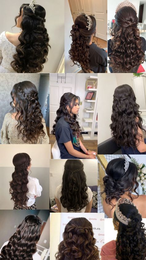 😻😻😻😻 Hair Styles For A Quince, Quinceanera Hairstyles With Braids, Sweet 15 Hairstyles, Md Hairstyles, Quinceañera Hair, 16 Hairstyles, Beauty And The Beast Quince, Quince Hair, Quinceanera Makeup