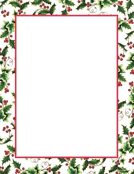 Free Christmas Letter Borders | Geographics® Holly Ivy Border Christmas Letterhead, 8.5"x11", 25/PK Christmas Boarders Template Design, Christmas Letter Template Free Printable, School Frames And Borders, Christmas Borders Free Printable, School Ground, Christmas Boarders, Holiday Border, Free Christmas Borders, Christmas Letterhead