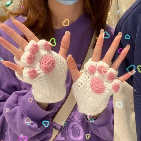 DIY Knitted Cat Paw Gloves 🧤😺🐾 Stay warm and stylish with a touch of kawaii cuteness using the DIY Knitted Cat Paw Gloves. These gloves not only provide coziness but also add a playful and adorable element to your winter ensemble. The DIY Knitted Cat Paw Gloves feature a charming design that mimics the cute and fluffy paws of a cat. Crafted with utmost care and precision, these gloves offer a soft and comfortable fit for your hands. With an easy-to-follow DIY kit, you can embark on a knitting adventure and create your very own pair of kawaii gloves. The cat paw details on the gloves will make every interaction a delightful experience, whether you're running errands, scrolling through your phone, or engaging in outdoor activities. Stay warm, stay cute, and embrace the kawaii side of life Cat Paw Gloves, Gloves Diy, Chat Diy, Paw Gloves, Kawaii Store, Cat's Paw, Knitted Cat, Wool Gloves