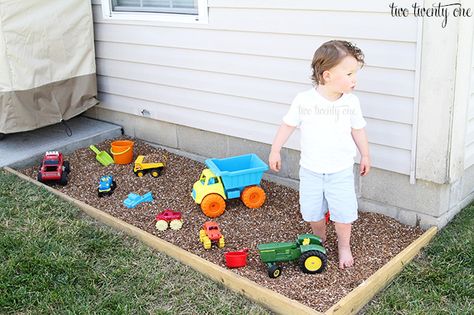 how to build a rock box. Sandbox Alternative, Patio Yard Ideas, Outdoor Kids Play Area, Playground Landscaping, Pea Gravel Patio, Rock Box, Play Area Backyard, Backyard Kids Play Area, Outdoor Play Spaces