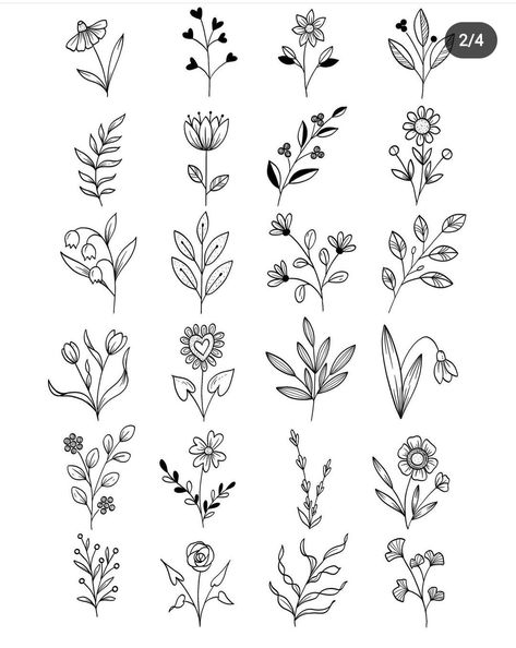 Unique Doodles, Small Flower Drawings, Simple Flower Drawing, Floral Doodles, Ink Flowers, Doodle Art Flowers, Botanical Line Drawing, Different Types Of Flowers, Floral Doodle