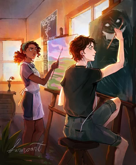 Remember that Hazel liked to draw…? Well, I thought she might as well teach Nico! :D . . . . #percyjackson #percyjacksonandtheolympians… | Instagram Hazel And Nico, Percy Jackson Drawings, Percy Jackson Comics, Zio Rick, Drawing Nature, Percy Jackson Head Canon, Will Solace, Jason Grace, Percy Jackson Fan Art