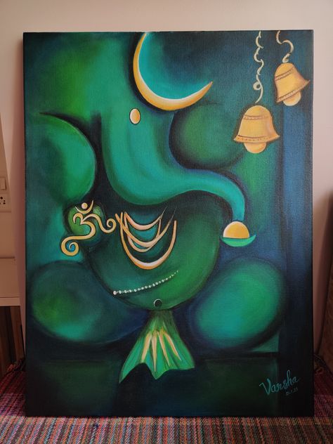 Composition Painting Acrylics, Painting On Diwali, Abstract God Painting, Lord Vishnu Art Painting, Canvas Painting Ideas For Bedroom, Backgrounds For Paintings, Diwali Painting Canvas, Ganpati Paintings Creative, Paintings To Gift