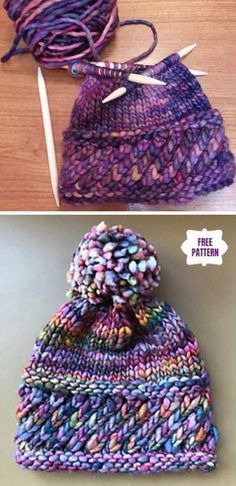 Perky Little Knit Hat - Free Pattern Free Knitting Patterns For Hats, Kids Knitted Hats Patterns Free, Easy Things To Knit For Beginners, Hat Knit Pattern, All Free Knitting, Intermediate Knitting Patterns, Hat Patterns Free, Yarn Hats, Knitting Patterns Free Hats