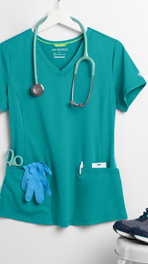 Patient Gown, Hospital Scrubs, Teal Scrubs, Healing Hands Scrubs, Medical Scrubs Outfit, Scrubs Medical, Scrub Style, Womens Scrub Tops, Cute Scrubs