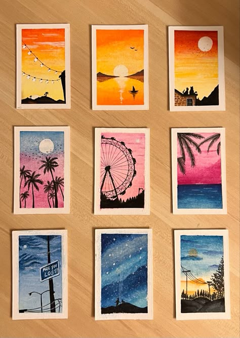 #watercolor #landscape #aesthetic #pin #watercolorpainting #watercolordaily #october #inktober Cute Mini Canvas Paintings Aesthetic, Cute Mini Watercolor Paintings, Landscape Ideas Painting Watercolor, Watercolor Art Ideas Creativity, Cute Watercolor Paintings Aesthetic, Aesthetic Watercolor Art Easy, Landscape Watercolor Paintings Easy, Easy Watercolor Paintings Landscapes, Aesthetic Watercolor Art Ideas