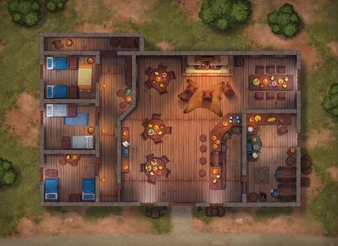 ArtStation - D&D Map: Small Tavern, Jenny Harder Dnd Tavern Battle Map, D&d Tavern Map, D&d Tavern, Dnd House Map, Dnd Tavern Map, Tavern Battlemap, D&d Maps, Dnd Tavern, Roll20 Maps