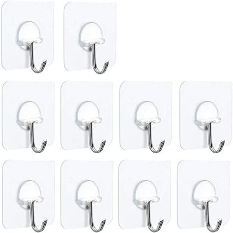 We needed to find something small and inexpensive to hang up bath towels and other items in our kids bathroom and these did the trick! It sticks on all surfaces and can hold things up to 15lbs. Pretty impressive for how small they are. Transparent Wall, Bath Towel Hooks, Plant Hooks, Suction Cup Hooks, Adhesive Hooks, Adhesive Wall Hooks, Cup Hooks, Ceiling Hooks, Shower Hooks