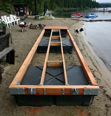 Lake Docks Designs, Floating Dock Kits, Floating Dock Plans, Dock Ideas, Floating Docks, Boat Docks, Lake Fun, Pond Maintenance, River Side