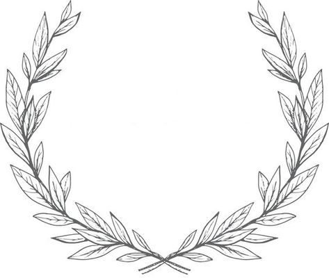 I love this for framing- I like that it is a little more simple and that the laurel crosses over at the bottom. Roman Laurel Tattoo, Laurel Reef Tattoo, Laurel Wreath Tattoo Men, Laurel Tattoo Men, Laurels Tattoo, Laurel Tattoo Design, Laurel Drawing, Laural Wreath, Simple Knee Tattoos