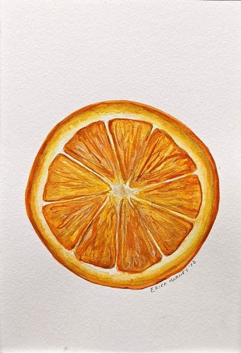 Orange Slice Art, Orange Drawing Simple, Orange Slice Drawing, Orange Slice Painting, Oranges Drawing, Orange Drawings, Painting Of Oranges, Art Explained, Orange Paintings