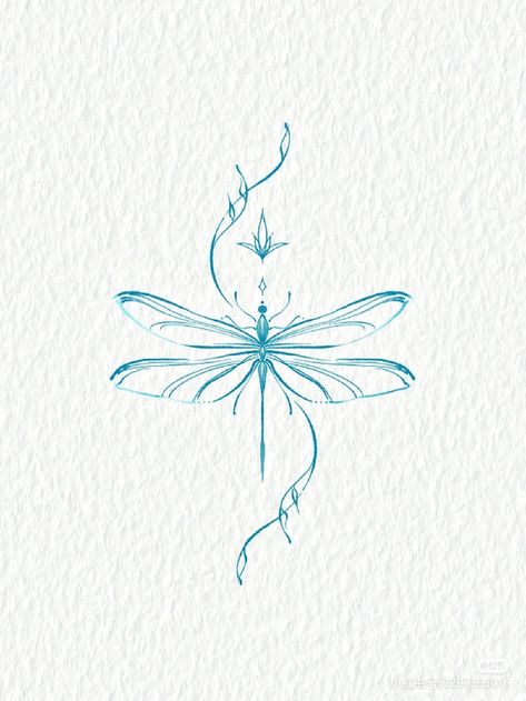 Be Mindful Tattoo, Eclectic Tattoo Ideas, Dragon Fly Tattoo Small Simple, Women Tattoos Meaningful Strength, Blue Dragon Fly Tattoo, Feminine Tattoos Leg, Dragon Fly Hand Tattoo, Whimsical Nature Tattoos, The Word Art Tattoo