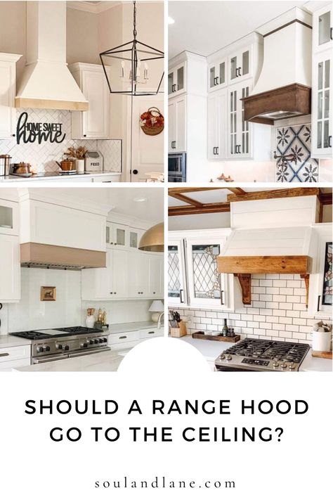 Discover the art of elevating your kitchen aesthetics as we delve into the question of range hood height relative to the ceiling. Uncover the benefits and design implications of extending your range hood to create a visually impactful statement. Gain valuable insights to enhance the ambiance and efficiency of your culinary space with thoughtful range hood placement. Tall Ceiling Range Hood, White Hood Range Cover, Range Hood Sloped Ceiling, Range Hood With Soffit, Kitchen Hood Height, Range Hood On Sloped Ceiling, Kitchen Hoods With Vaulted Ceiling, Wall Mount Range Hood Ideas, Tall Range Hood Vaulted Ceiling