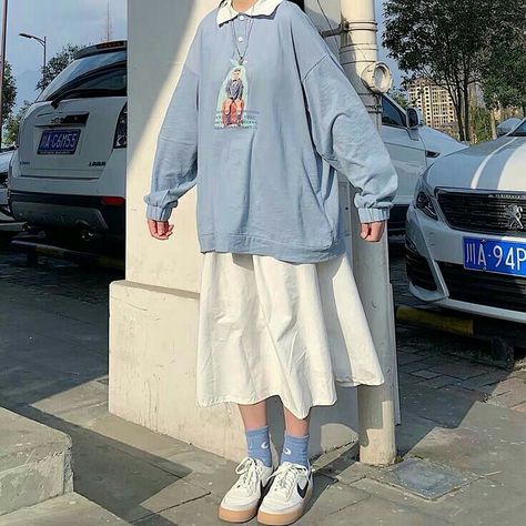 Outfit Korean, Kawaii Fashion Outfits, White Skirt, Kawaii Clothes, Korean Street Fashion, Korean Outfits, Kawaii Fashion, Modest Outfits, Cute Casual Outfits