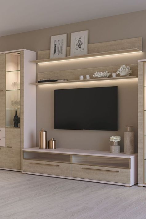 Tv Stand Decor Living Room, Takken Decor, Living Room Wall Units, Tv Stand Decor, Latest Living Room Designs, Home Hall Design, Interior Design Your Home, Tv Wall Decor, Tv Wall Design