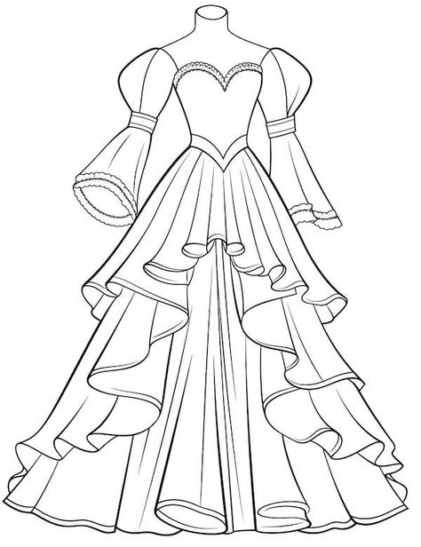 Princess Dress Drawing, Dress Coloring Pages, Dress Templates, Our Mindful Life, Fashion Coloring Book, Fashion Drawing Sketches, Dress Illustration, Disney Princess Dresses, Fashion Illustration Dresses