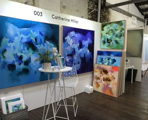 Meet The Others: Catherine Hiller – Canvas: a blog by Saatchi Art Art Exhibition Aesthetic, Artist Booth, Artist Space, Exhibition Painting, Studio Display, Art Fair Booth, Painting Exhibition, Gallery Show, Fair Booth