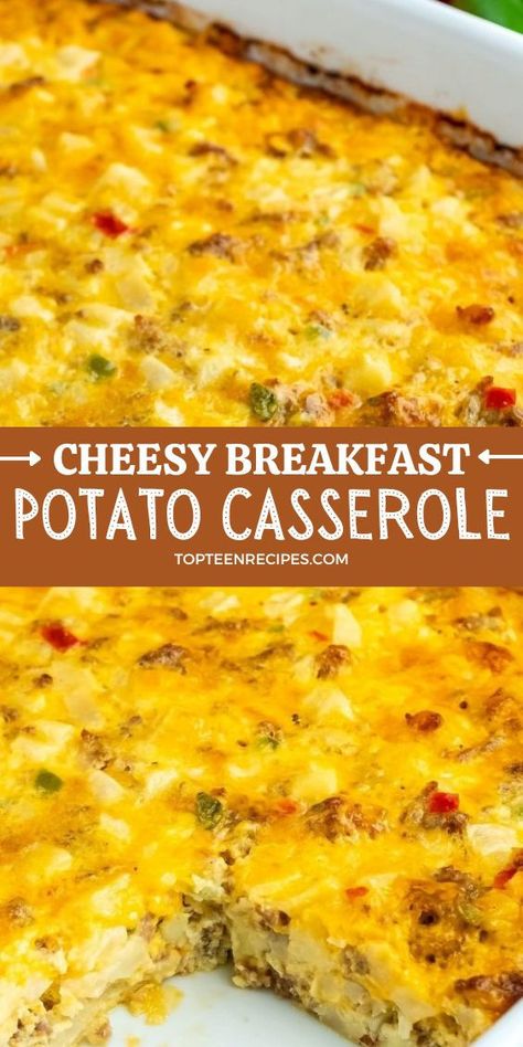 Breakfast Casserole Fresh Potatoes, Potatoe Egg Bake, Cheesy Potatoes Breakfast Casserole, Cheesy Potato Egg Casserole, Twice Baked Breakfast Potatoes, Egg Bake With Frozen Diced Potatoes, Breakfast Casserole Diced Potatoes, Potato Egg And Cheese Casserole, Breakfast Casserole With Diced Frozen Potatoes