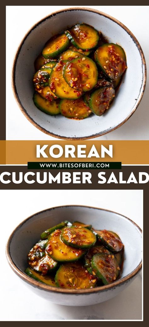 Korean cucumber salad (oi muchim) is a delicious side dish that is super simple to make! It goes really well with a variety of main dishes and is perfect for adding some extra vegetables and flavor to your meal. Sides For Korean Bbq, Korean Cucumber Side Dish, Oi Muchim, Cucumber Side, Korean Cucumber Salad, Korean Cucumber, Paleo Vegetarian Recipes, Thanksgiving Side Dishes Healthy, Cucumber Kimchi