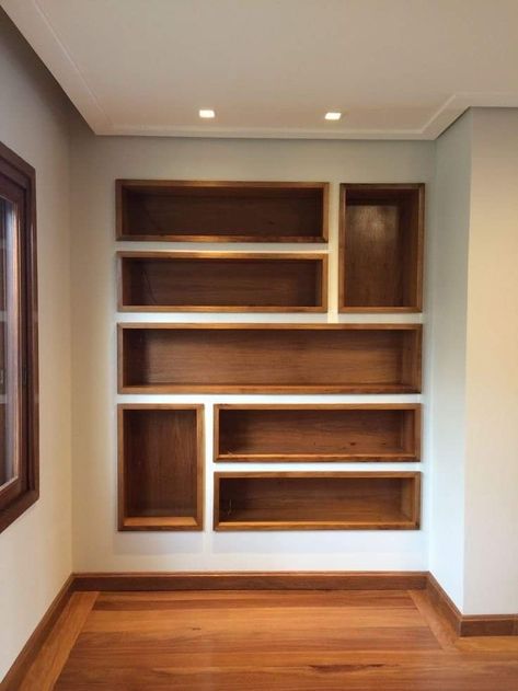 Recessed Shelves Living Room, Room Shelves Ideas, Corner Shelves Ideas, Niche Decor Ideas, Wall Niche Decor, Wall Niches, Niche Decor, Recessed Shelves, Shelves Ideas