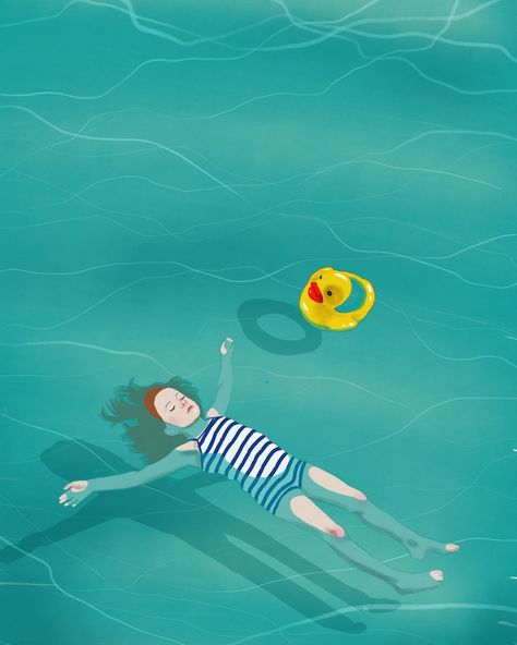 Margherita Magy Grasso Listening to the water sound #illustration #draw #digitalart #sea #underwater #rubberduck #lifebelt #watersound #floating Sound Illustration, Water Sound, Sea Underwater, Pool Art, Water Illustration, Water Drawing, Water Art, Abstract Illustration, Floating In Water