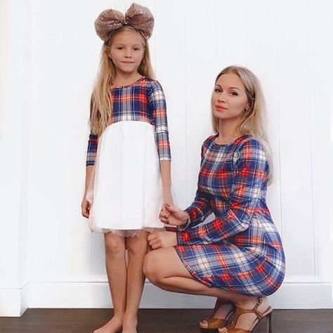 Fashionable Plaid Long-sleeve Dress for Mom and Me at PatPat.com Mom Daughter Matching Dresses, Mom Daughter Outfits, Mommy Daughter Outfits, Mother Daughter Fashion, Mother Daughter Matching Outfits, Mom And Daughter Matching, Mother Daughter Outfits, Mother Daughter Dress, Mommy And Me Dresses