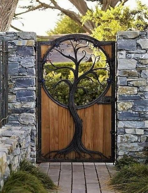 Gladioli, Landscape Designs, Stone Walls, Iron Gate, Garden Gate, Woodworking Project, Tropical Landscaping, Beautiful Doors, Garden Cottage