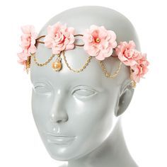 Flower Crown Drawing, Crown Aesthetic, Pink Flower Crown, Flower Headbands, Pink Crown, Headpiece Jewelry, Magical Jewelry, Fashionable Jewelry, Flower Crowns