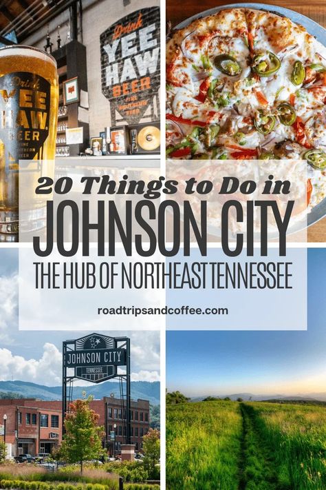 Johnson City is the hub of things to do in Northeast Tennessee. Go for a scenic drive, explore the history, sample the local cuisine, or do some shopping. Sit back and relax at Watauga Lake, go for a bicycle ride on the Tweetsie Trail, or visit one of the new breweries in town. Learn about all the things do to with a weekend getaway to Johnson City. #travel #tennessee Travel Tennessee, Watauga Lake, Tennessee Road Trip, Smokey Mountains Vacation, Johnson City Tennessee, Bicycle Ride, Tennessee Travel, Johnson City Tn, Mountains Travel