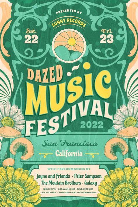 Dazed Music Festival - Colorful Concert Poster Design Template — Customize it in Kittl Concert Poster Design, Sundance Kid, Music Concert Posters, Music Festival Poster, Poster Fonts, Design Techniques, Festival Poster, Poster Design Inspiration, Concert Poster