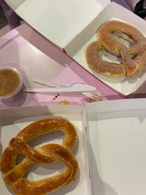 Soft Pretzel Aesthetic, Pretzel Aesthetic, Big Pretzel, Pretzel Shop, Giant Pretzel, Cinnamon Pretzels, Bavarian Pretzel, Cinnamon Sugar Pretzels, Baked Pretzels