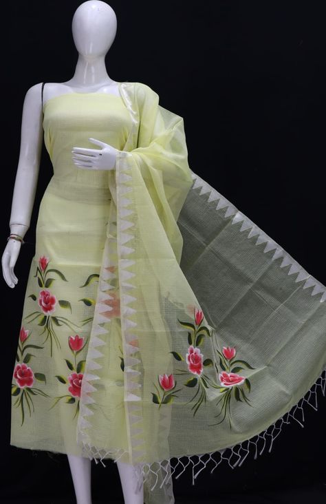 Jaipuri Suits, Bandhani Dress Materials, Kota Doria Suits, Organza Suits, Bandhani Dress, Silk Suits, Hand Painted Dress, Fabric Painting On Clothes, Kurti Patterns