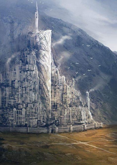 Lord Of The Rings Tattoo, Minas Tirith, Middle Earth Art, Tolkien Art, Lotr Art, Fantasy City, Fantasy Places, Legolas, Fantasy Art Landscapes