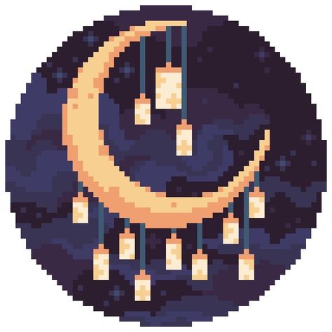 Pixel Art Stained Glass Window, Pixel Digital Art, Notion Pixel Art, Crescent Moon Pixel Art, Beginner Pixel Art, Pixel Art Circle, Witchy Pixel Art, Sun Pixel Art, Pixel Art Items